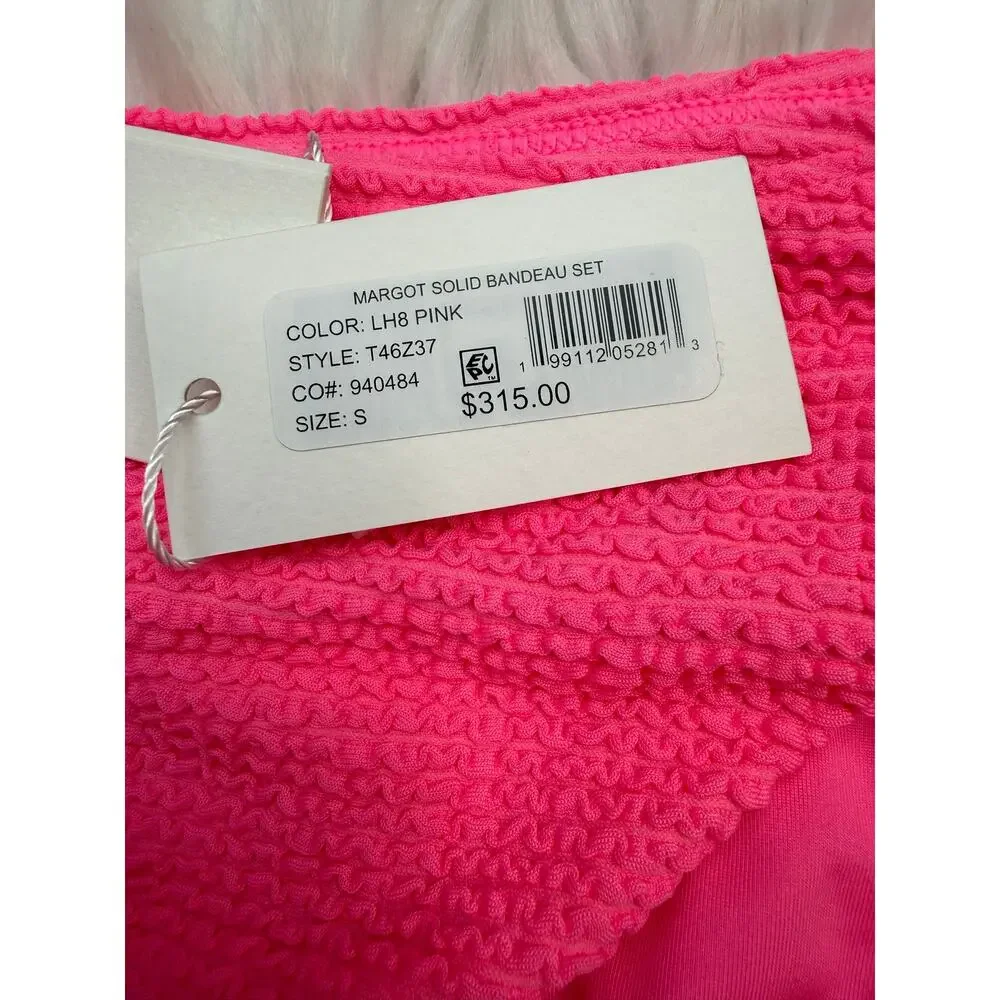Milly Margot Solid Bandeau Bikini Set Size S Pink NWT REVOLVE Resortwear